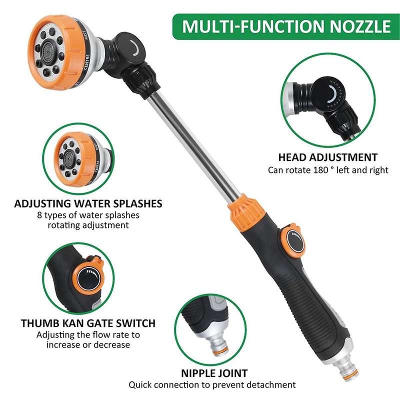 47cm Watering Tool Garden Nozzle 180 Adjustable Car Wash Water Tool 8 Patterns Lawn Watering Tools