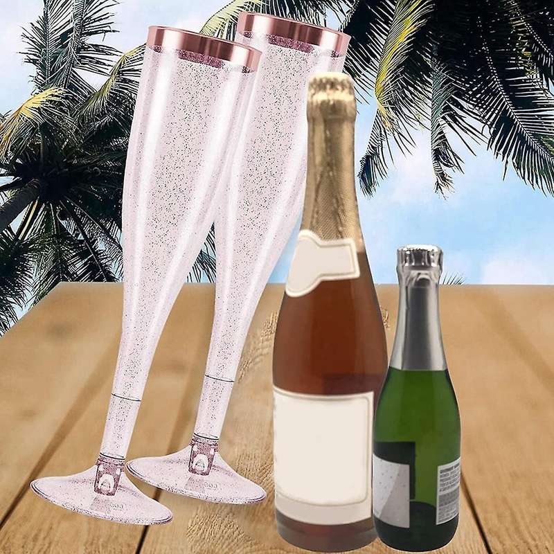 48 Plastic Disposable Champagne Glass for Wedding, Toasting, Champagne Glasses for Parties or Any Oc