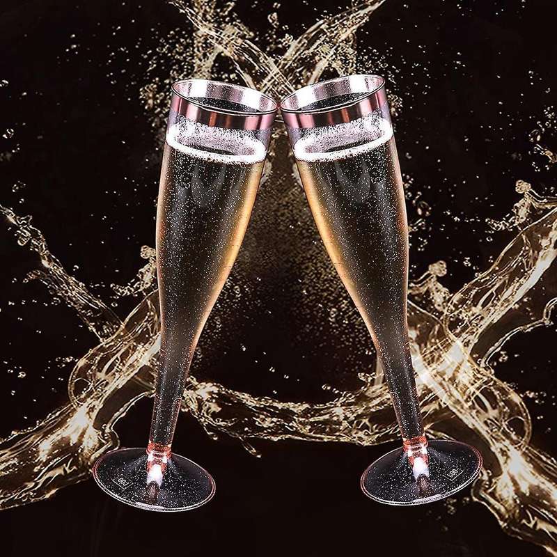 48 Plastic Disposable Champagne Glass for Wedding, Toasting, Champagne Glasses for Parties or Any Oc