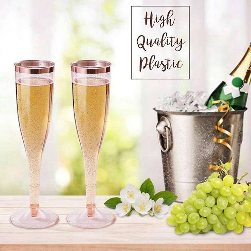 48 Plastic Disposable Champagne Glass for Wedding, Toasting, Champagne Glasses for Parties or Any Oc