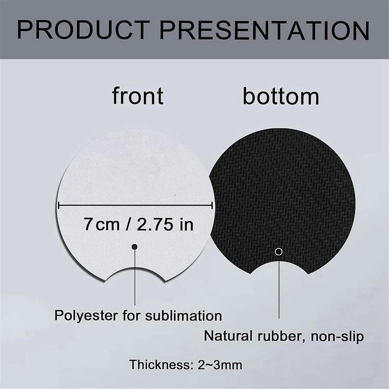 48 PCS Sublimation Coasters Blanks Bulk, 2.75 Inch Circular Opening Blanks Sublimation Car Coasters