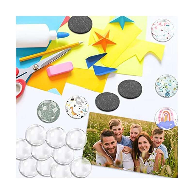 48 Sets Craft Fridge Magnet Glass Ceramic Magnet with Adhesive Backing and Transparent Clear Glass