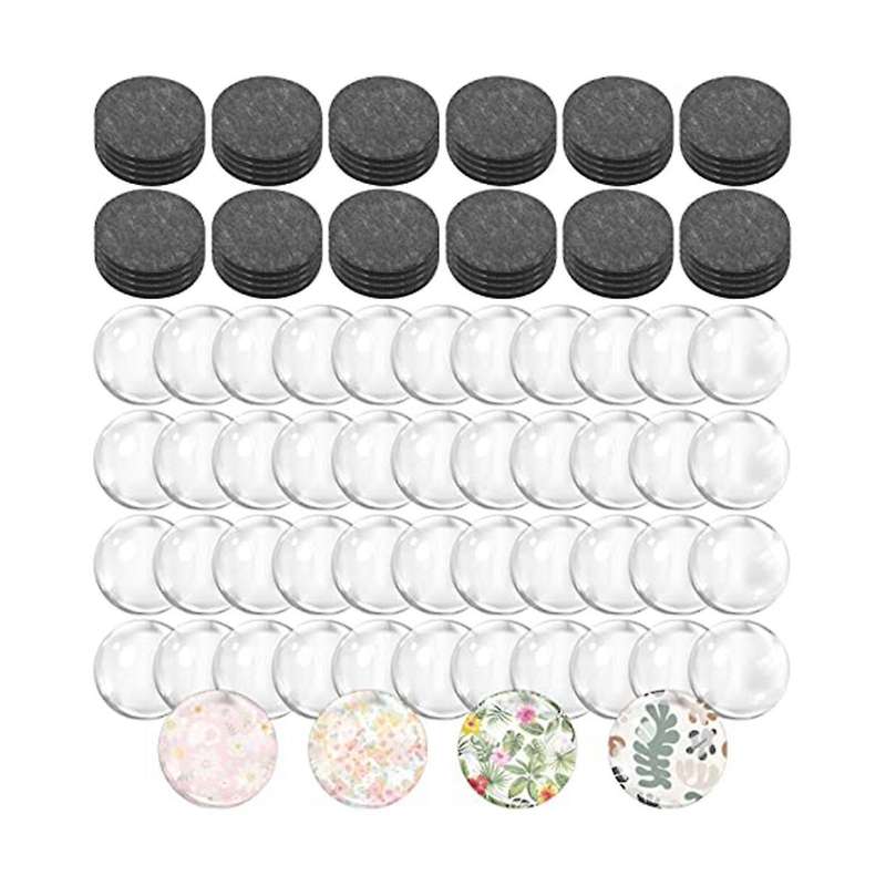 48 Sets Craft Fridge Magnet Glass Ceramic Magnet with Adhesive Backing and Transparent Clear Glass