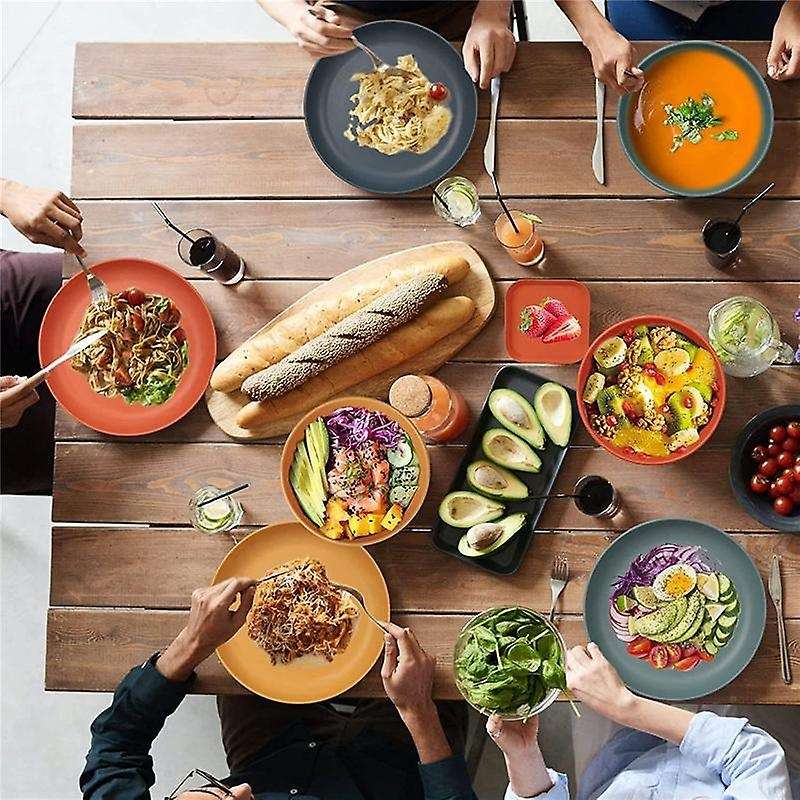 48pcs Unbreakable Dinnerware Sets for 4 People, Camping Plates and Bowls Set, Picnic Dinner Sets, S