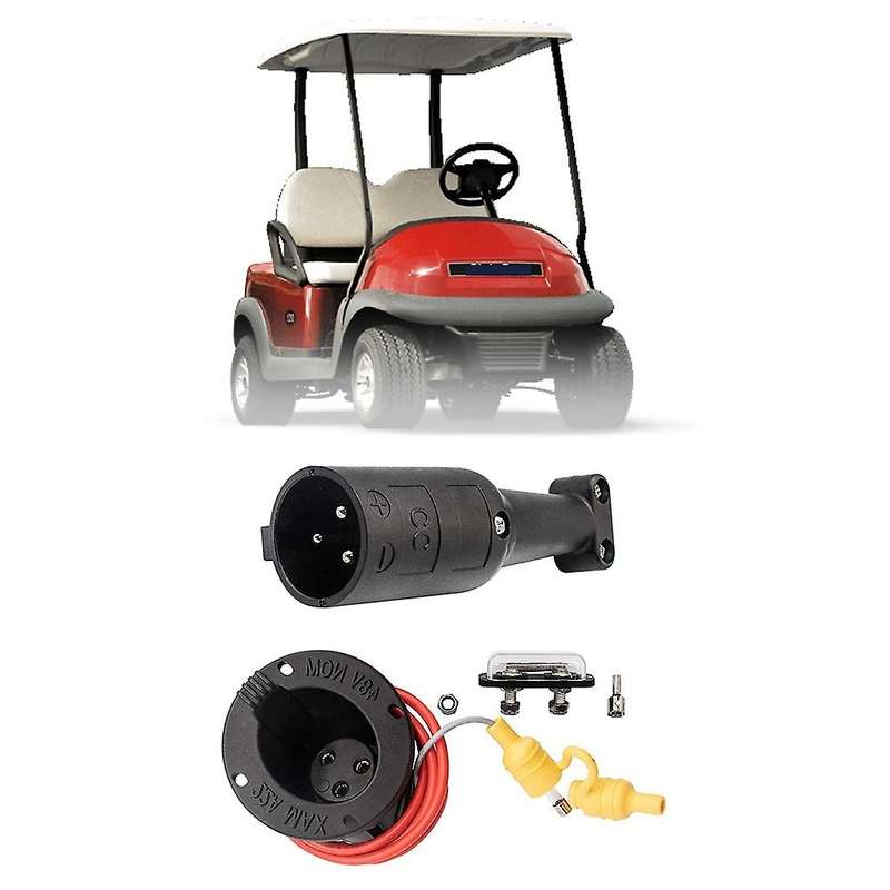 48V Charger Cord Plug & Charger Receptacle for Club Car Precedent Golf Carts 2000 Up, 101828901, 101