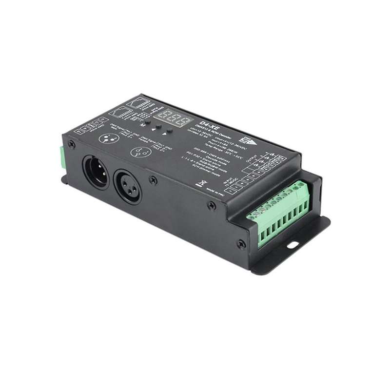 4ch D4-xe Dmx Decoder Controller Pwm Flicker Free Dimming 12v-36v Digital Display 2000hz 500hz for R