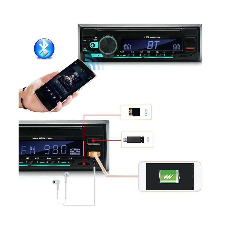 4channel 45w Car Radio Car Bluetooth Mp3 Player Multifunction Plug-in U Disk Car Radio with Multi-c