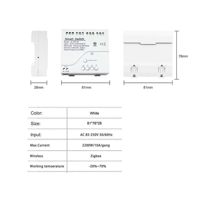 4CH Tuya Zigbee Smart Switch Module+Remote 85-250V Relay Smart Home Works with Gateway for Alexa Goo