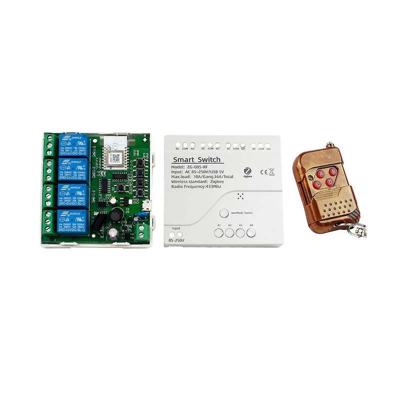 4CH Tuya Zigbee Smart Switch Module+Remote 85-250V Relay Smart Home Works with Gateway for Alexa Goo
