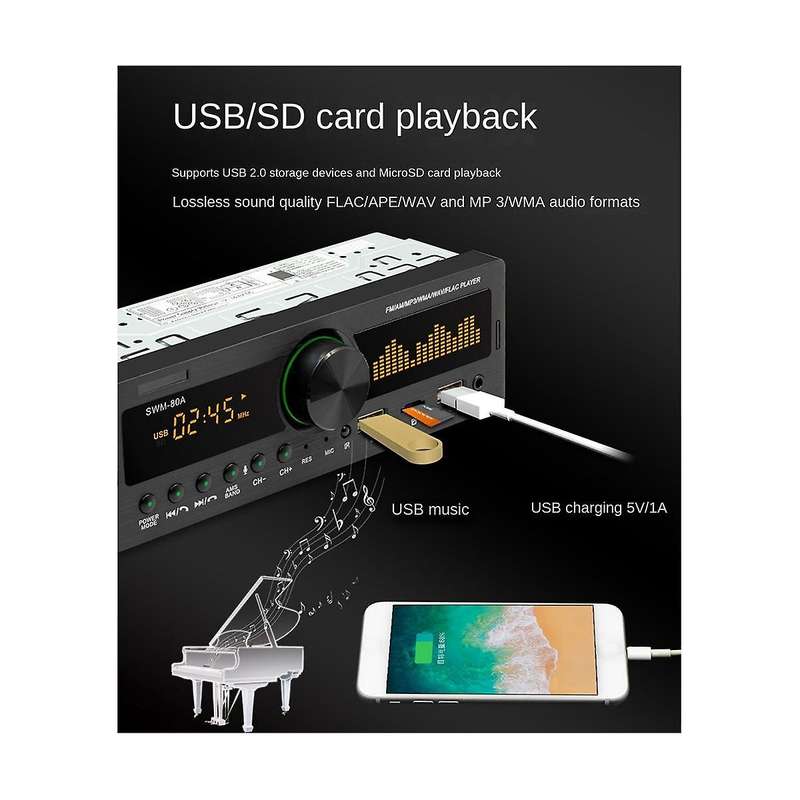 4channel 60w Bluetooth Car Radio Car Mp3 Player Multifunction Plug-in U Disk Car Radio with Multi-c