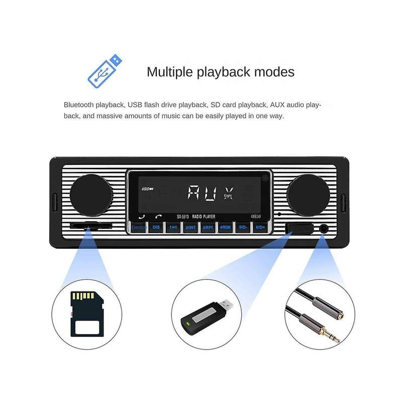 4-channel 60w Bluetooth Car Radio Car Mp3 Player Plug-in U Disk Car Radio with Wiring Protection Fun