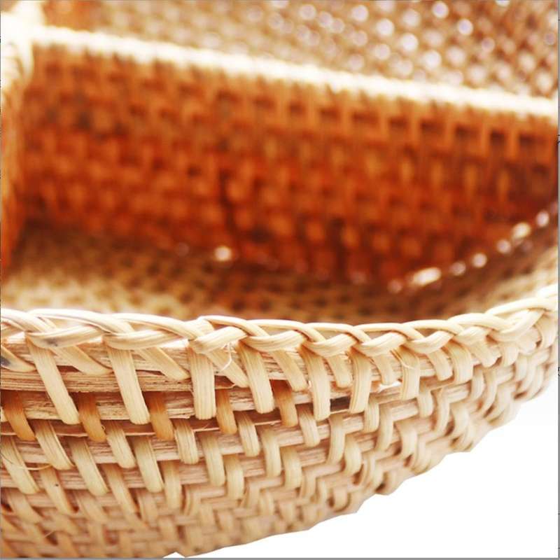 4-compartment Divided Serving Dishes Rattan Bowl,round Decorative Fruit Tray for Snacks,nuts,candies
