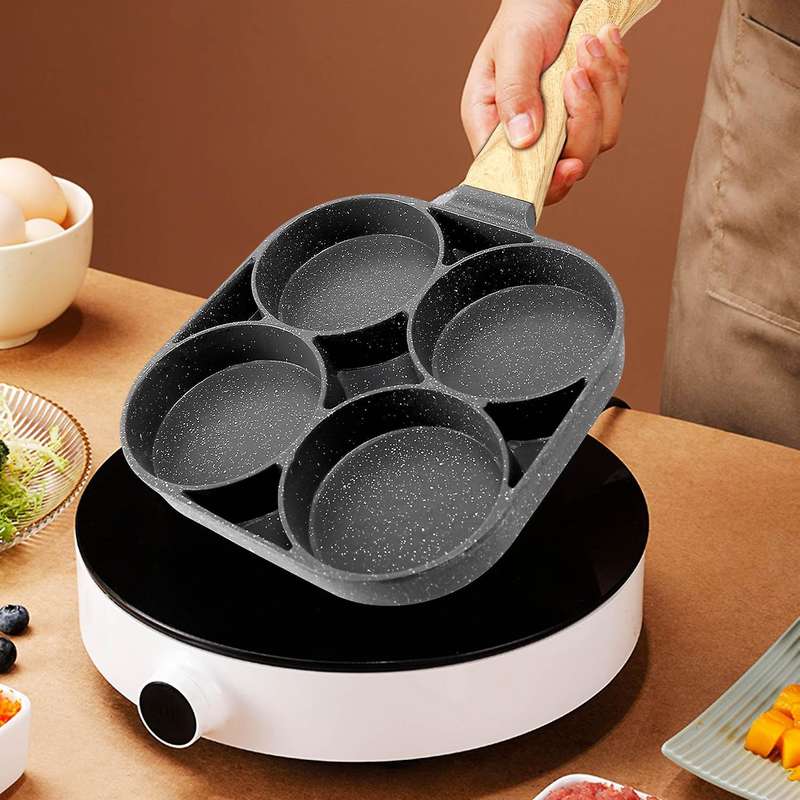 4-hole Omelet Pan for Eggs Ham Pancake Maker Frying Pans Non-stick No Oil-smoke Breakfast Wok