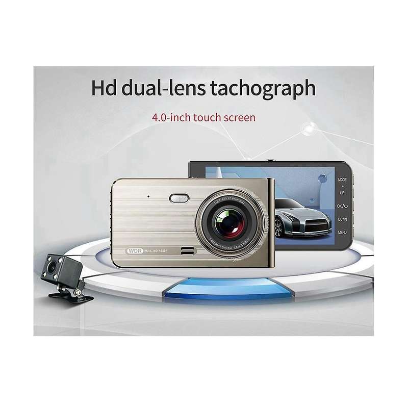 4inch 1080p Dual Lens Touchable Screen Car Recorder with Back-up Camera Function Hd Night Vision Rec