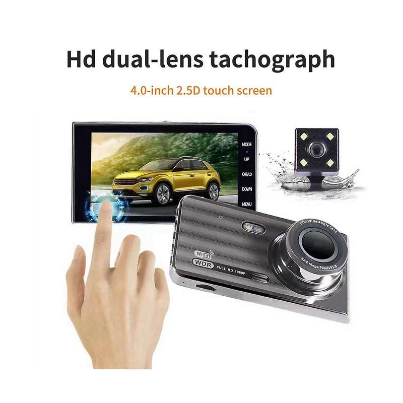 4inch 1080p Dual Lens Touchable Screen Car Recorder with Back-up Camera Function Hd Night Vision Rec
