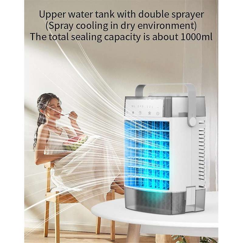 4-IN-1 1000ML Air Cooler 7 Color Lights Personal Mini Conditioner Fan for Room Office