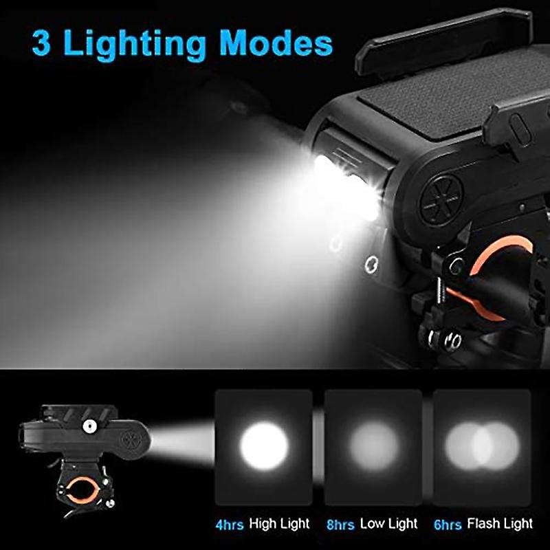 4in1 Bike Light USB Rechargeable Multifunction Bicycle Headlight with Mobile Phone Holder 4000MAH Po