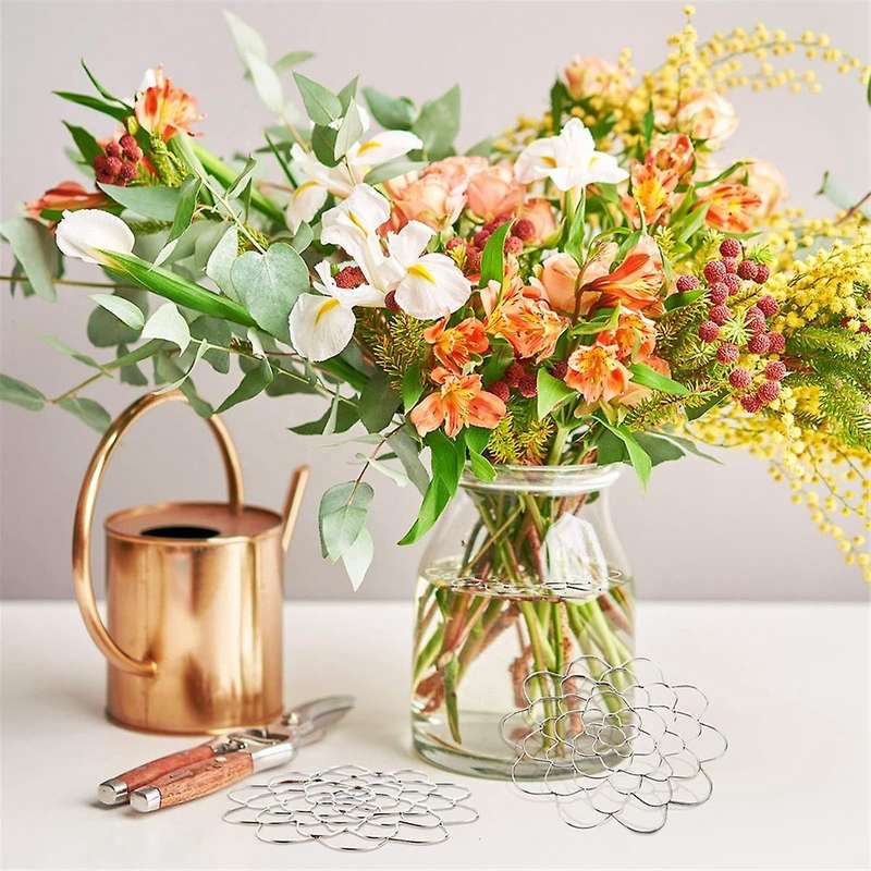 4In Flower Arrangement Holder,Flower Stainless Steel Lid Arranger Lids Metal Insert Floral Round Flo