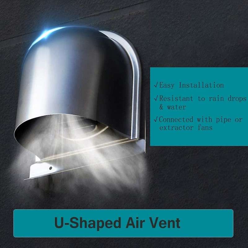 4Inch 100mm Waterproof Stainless Steel Vent Vent Hood Anti-Corrosion Exhaust for Wall Air Outlet Co
