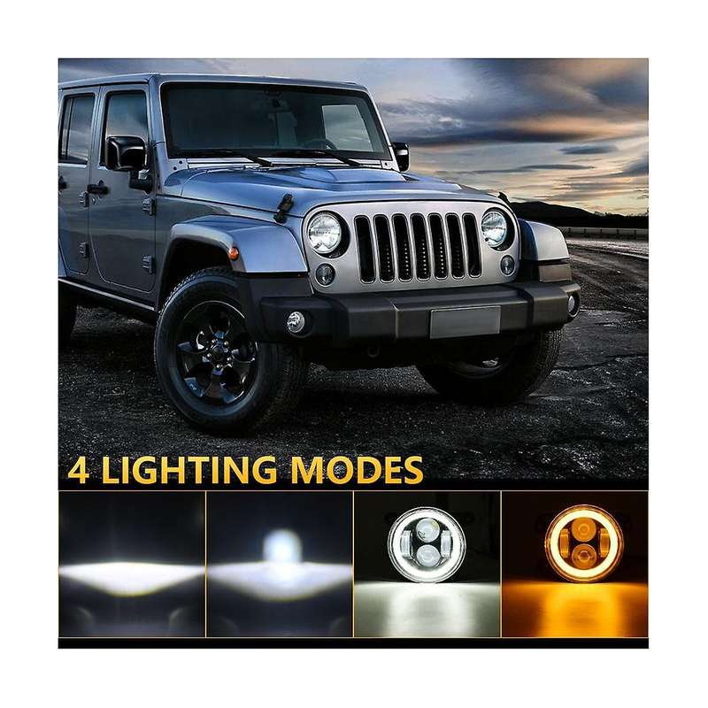 4inch Car Fog Light 20000lm 200w High/low Beam Waterproof for Wrangler Jk Journey Magnum - White+ye
