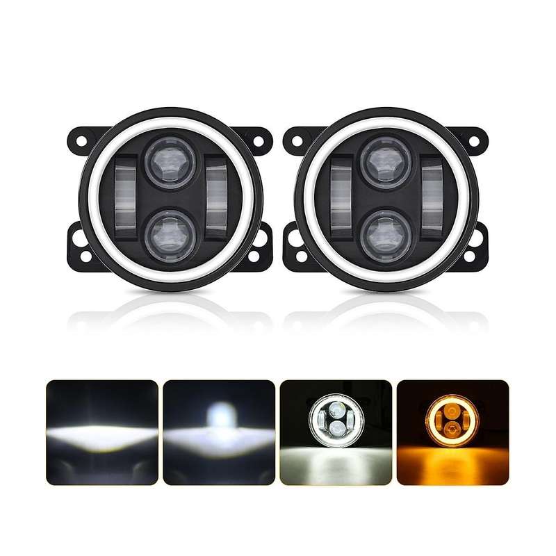 4inch Car Fog Light 20000lm 200w High/low Beam Waterproof for Wrangler Jk Journey Magnum - White+ye