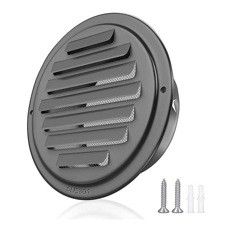4inch 304 Stainless Steel Air Vents, Louvered Grille Cover Vent Hood Flat Ducting Ventilation Air V