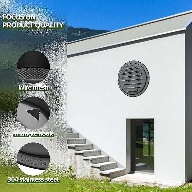 4inch 304 Stainless Steel Air Vents, Louvered Grille Cover Vent Hood Flat Ducting Ventilation Air V