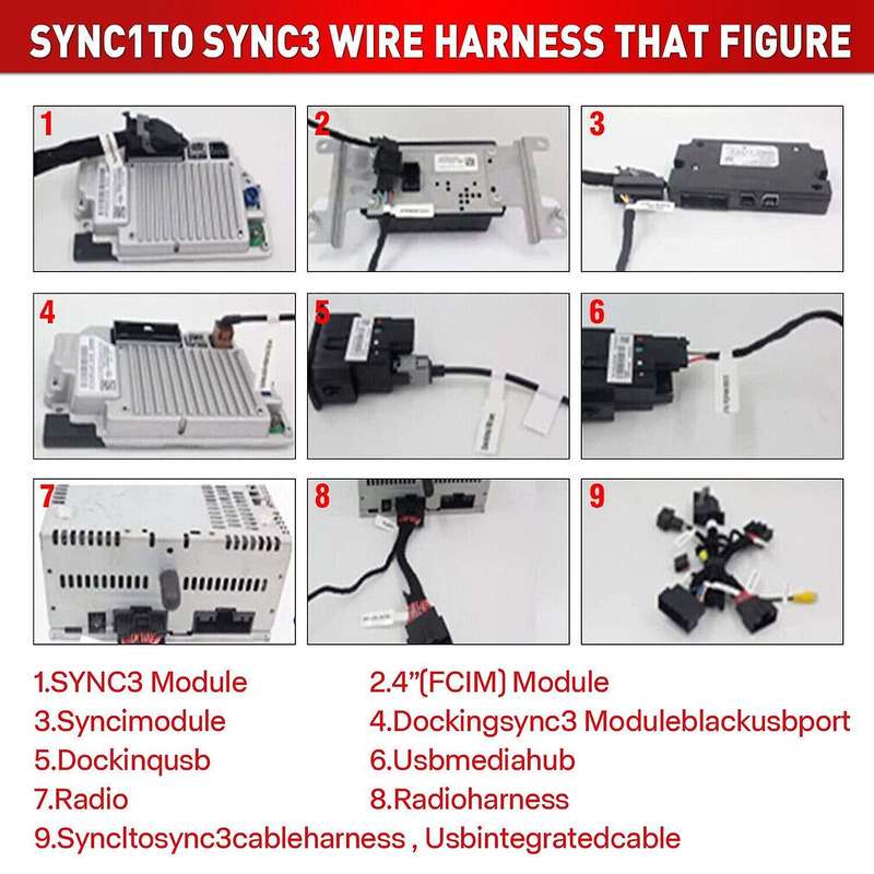4inch to 8inch Conversion Power Harness Pnp Adapter for Edge Sync1 to Sync 3 Upgrade