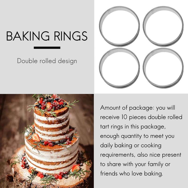 4Inch Muffin Crumpet Rings,Set of 10 Stainless Steel Double Tart Ring