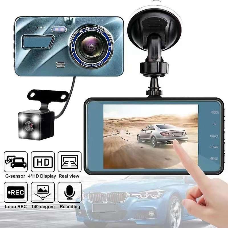 4Inch Touch Screen Dash Cam 1080P Car Dual Lens DVR Camera Driving Video Recorder Car Monitor Front