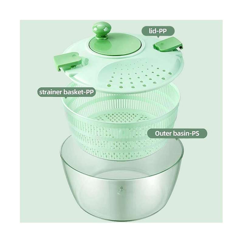 4l Kitchen Vegetable Dryer, Salad Washer with Safety Lid Lock and Swivel Handle
