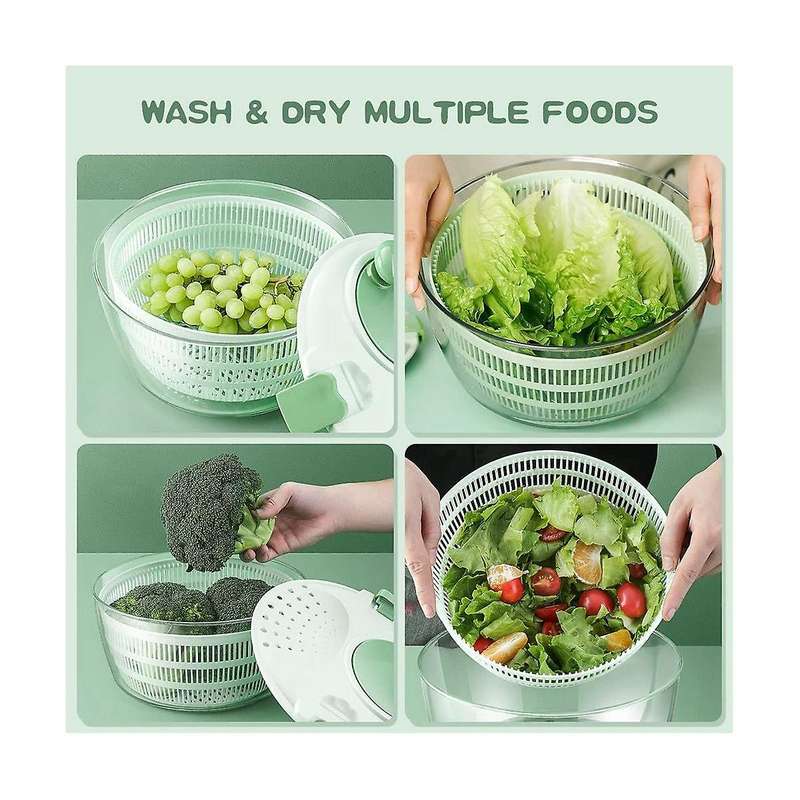 4l Kitchen Vegetable Dryer, Salad Washer with Safety Lid Lock and Swivel Handle