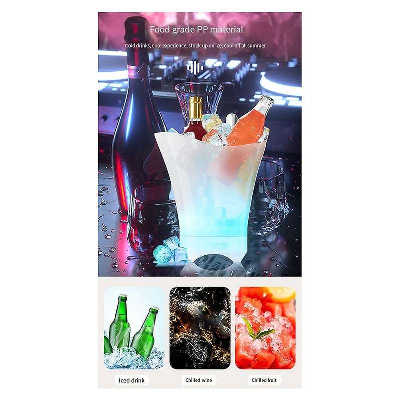 4L LED Ice Bucket 7 Color Waterproof Plastic Bar Nightclub Light Up Champagne Whiskey Beer Bucket B