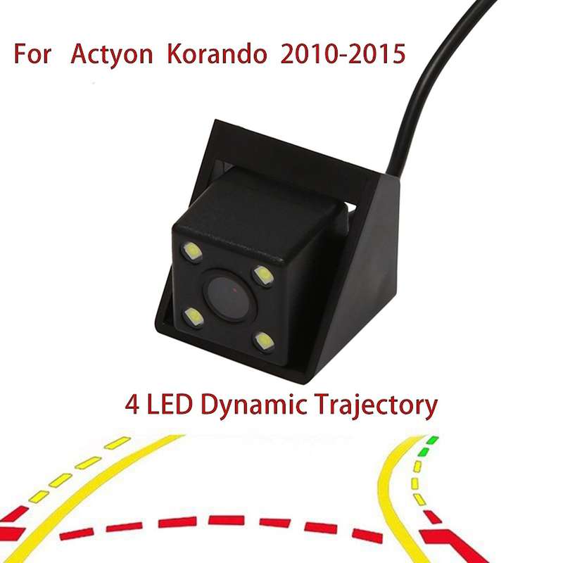 4LED Dynamic Trajectory HD Car Rearview Backup Camera Reverse Parking Camera for Actyon Korando 2010