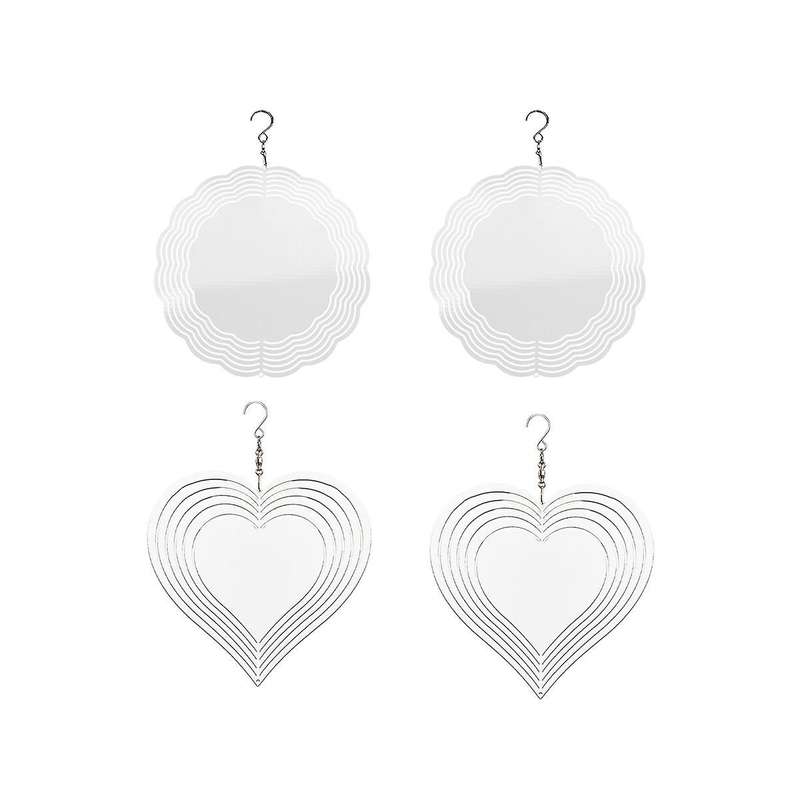 4pack 10 Inch Sublimation Wind Spinner Blanks,double-sided Hanging 3d Wind Sculpture for Outdoor Ga