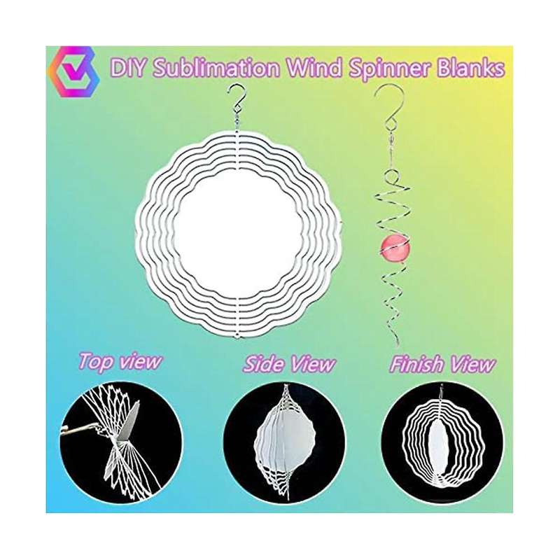 4pack 10inch Sublimation Wind Spinner Blanks & 4 Gazing Ball Spiral ,diy Round Cut Wind Spinners Fo