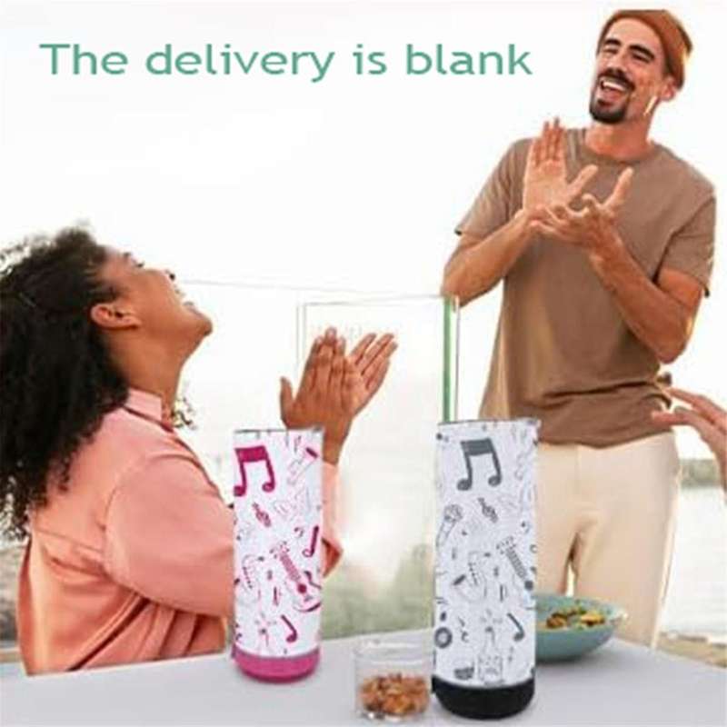 4-Pack 20 Oz Sublimated Blank Skinny Straight Cup Stainless Steel Dual Vacuum Bluetooth Speaker Musi