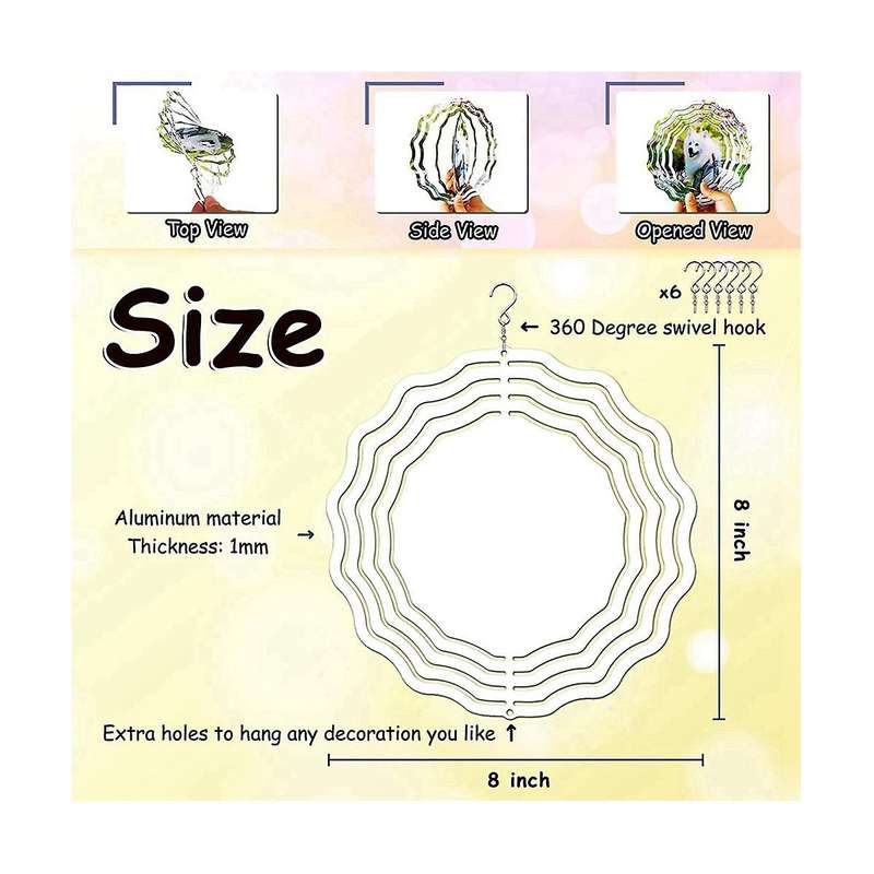 4pack 8inch Sublimation Wind Spinner Blanks,3d Double Sided Sublimation Wind Powered Kinetic Sculpt