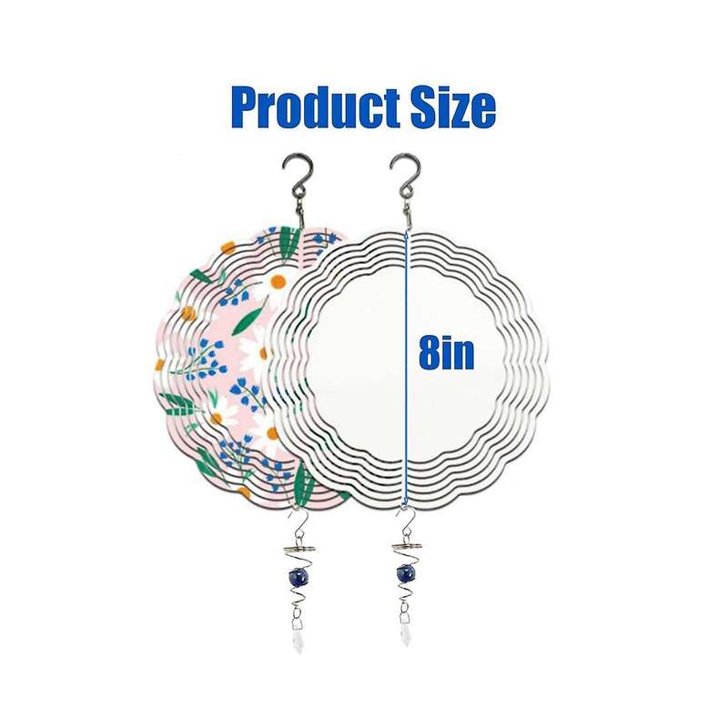 4pack 8 Inch Sublimation Wind Spinner Blanks,with 4 Spiral Tail, Outdoor Wind Spinners for Garden Y
