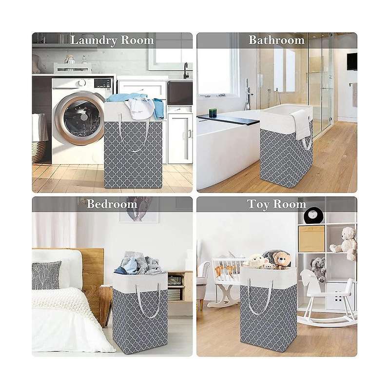 4-pack 75l Laundry Hamper, Collapsible Tall Clothes Hamper with Extended Handles