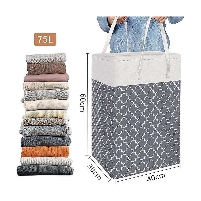 4-pack 75l Laundry Hamper, Collapsible Tall Clothes Hamper with Extended Handles