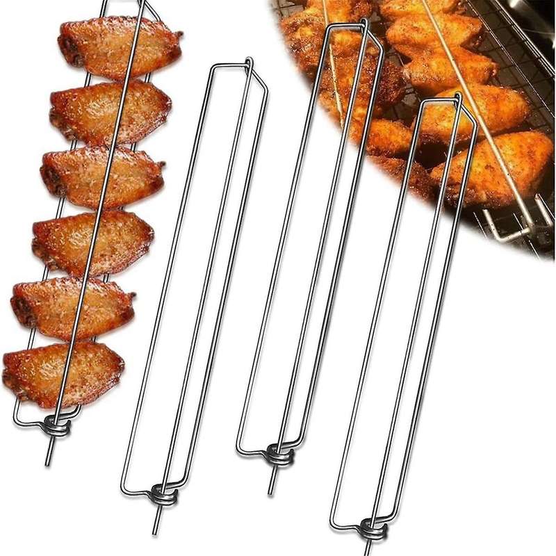 4-Pack BBQ Chicken Wing Grilling Rails, Stainless Steel Wing Rails for Outdoor Picnic Camping Barbec
