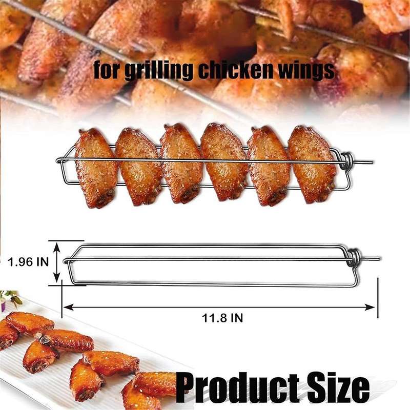 4-Pack BBQ Chicken Wing Grilling Rails, Stainless Steel Wing Rails for Outdoor Picnic Camping Barbec