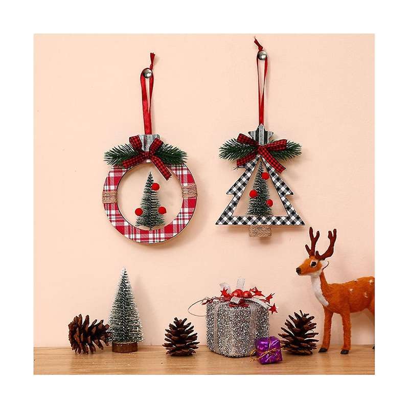 4Pack Christmas Ornaments, Wood Christmas Hanging Decorations for Christmas Party Decor Party Suppli