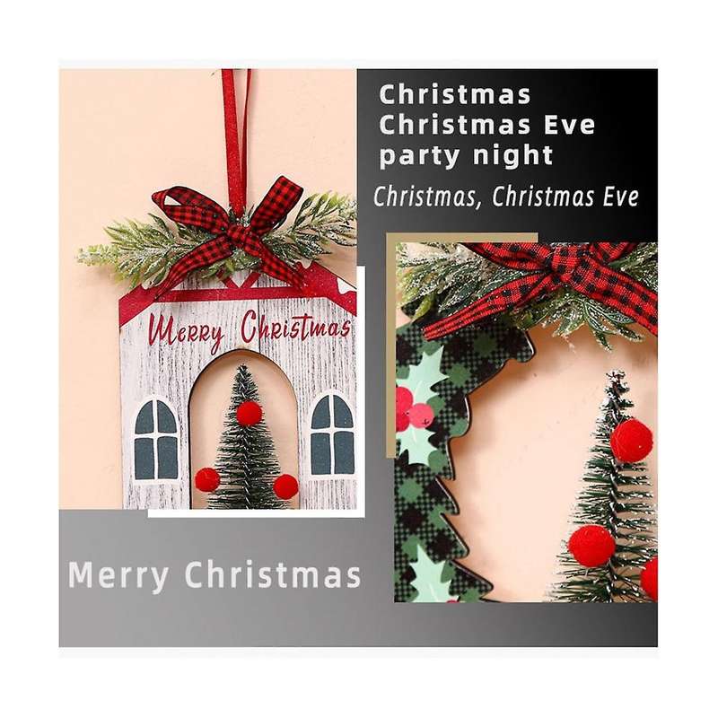 4pack Christmas Ornaments, Wood Christmas Hanging Decorations for Christmas Party Decor Party Suppl