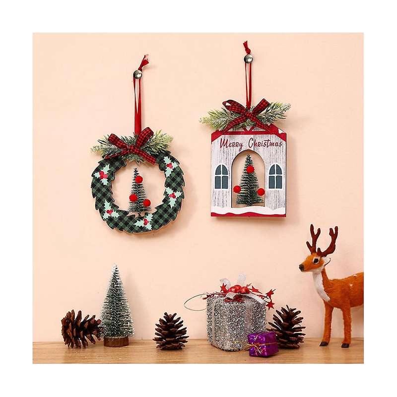 4pack Christmas Ornaments, Wood Christmas Hanging Decorations for Christmas Party Decor Party Suppl