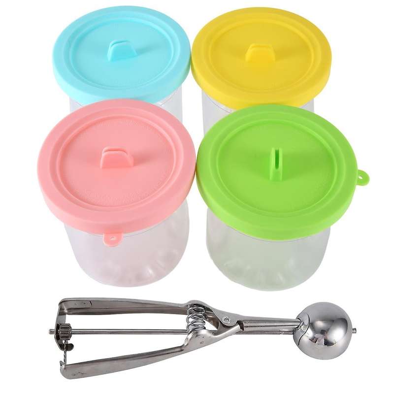 4pack for Ninja Ice Cream Pint Cups Nc299amz Nc300s Series Ice Cream Maker Replacement Storage Jars