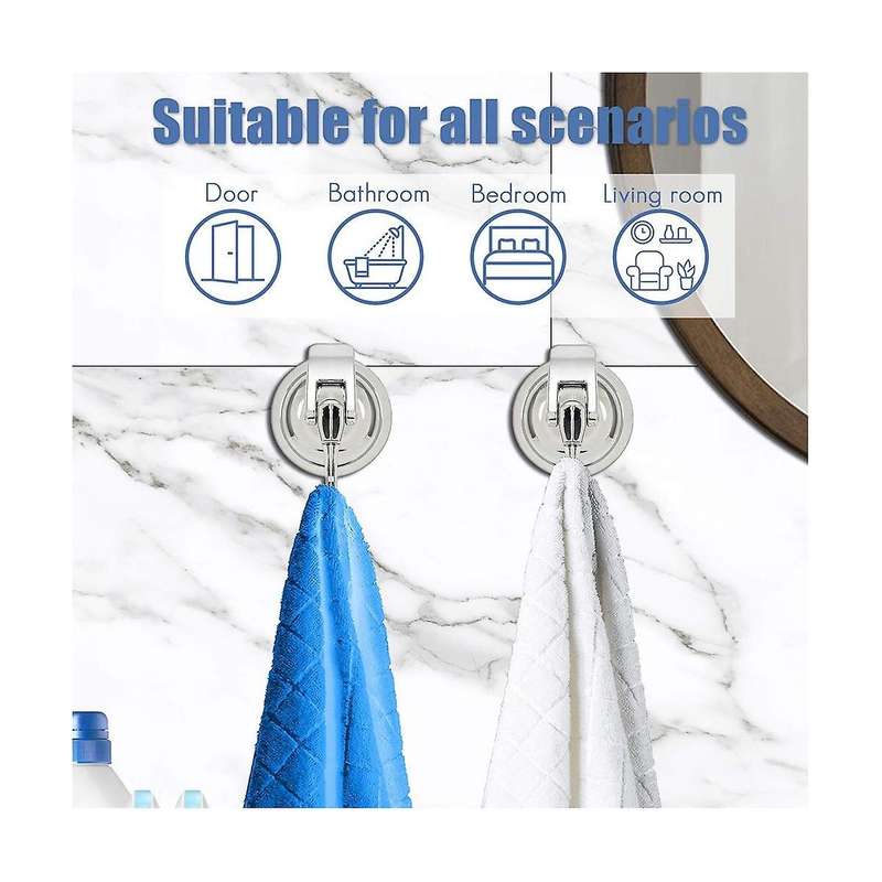 4pack Heavy Duty Vacuum Suction Cup Wreath Hanger Silver-plated Plished Hooks Reusable without Punc