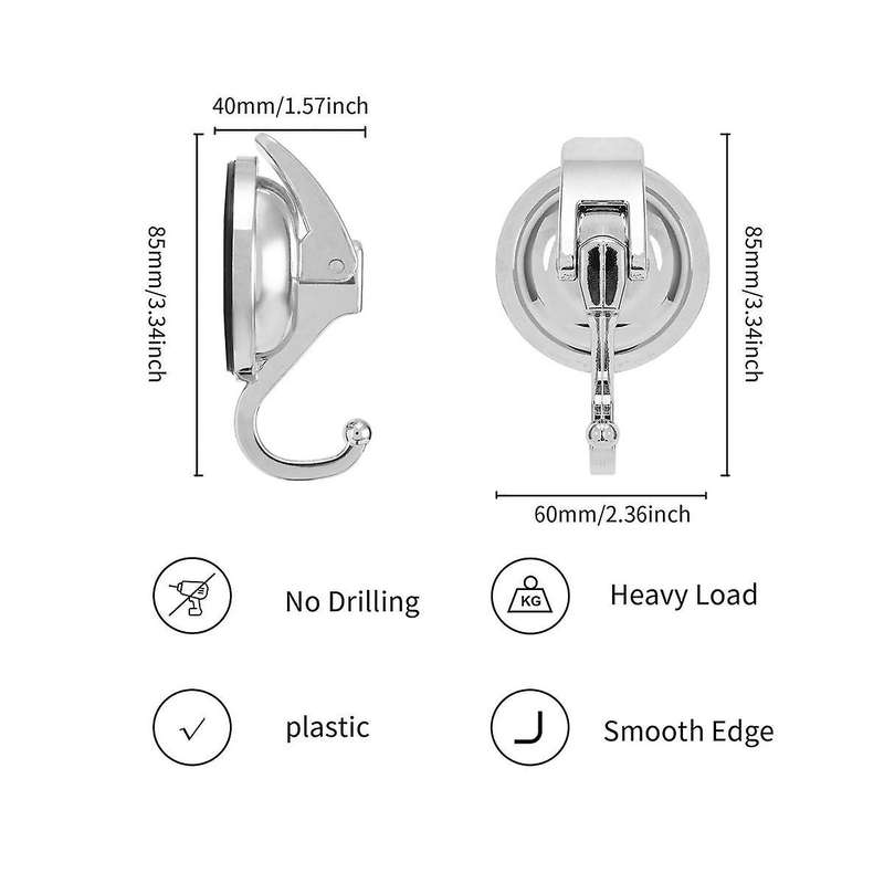 4pack Heavy Duty Vacuum Suction Cup Wreath Hanger Silver-plated Plished Hooks Reusable without Punc