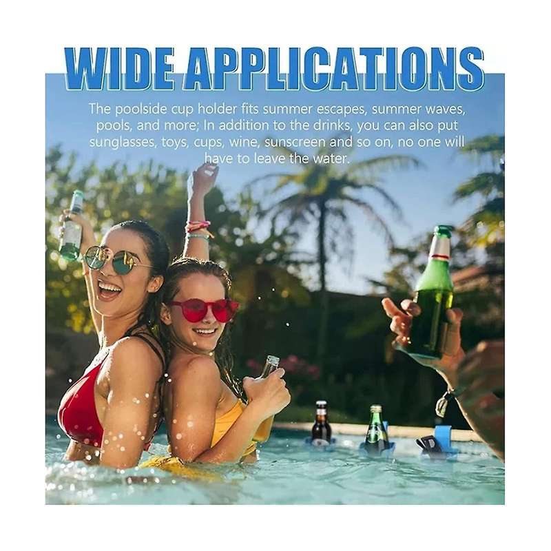 4pack Poolside Cup Holders for Above Ground Pools, Pool Cup Holder for Refreshing Drinks, Fits 2in